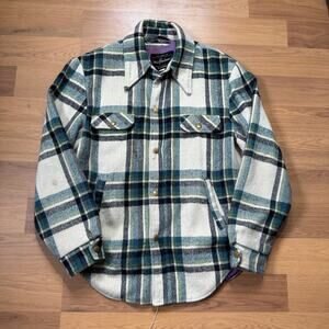 Men's Vintage 70's Matt Andrews Heavyweight Snap Wool Flannel Jacket Sz Medium